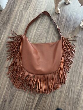 Brown Fringe Leather Shoulder Bag